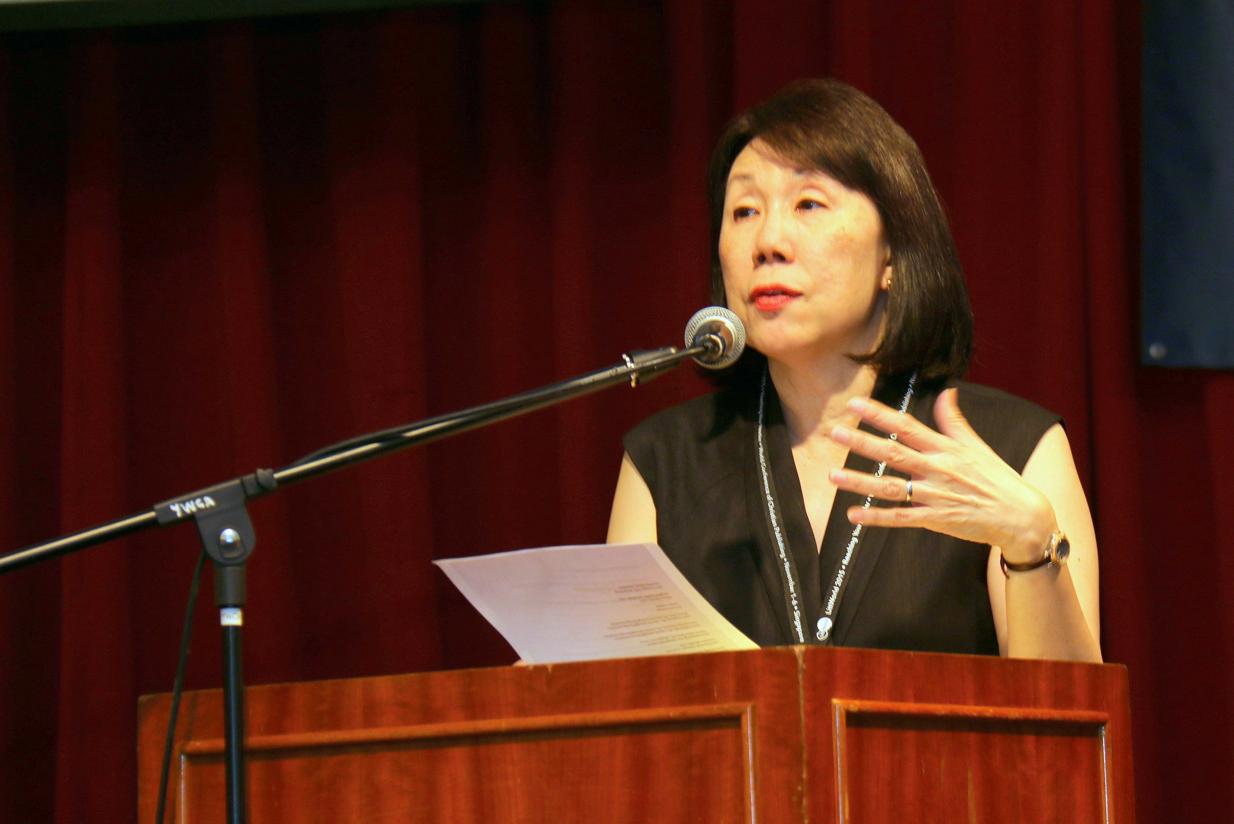 Bernice speaking at the opening of the LittWorld conference, a triennial event on Christian publishing, in 2015